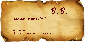 Beier Bartó névjegykártya